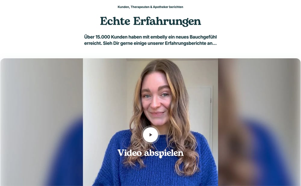 Testimonial Landingpage mit finalen Videos