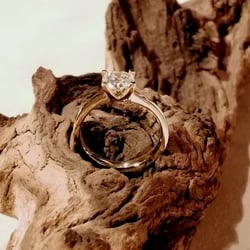 750/- Gelbgold-Ring mit einem Kundenstein 1ct-Brilliant