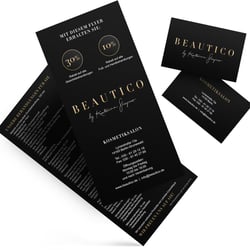 Flyer, Visitenkarten und Außenwerbung mit einer effektvollen 3D-Lackierung