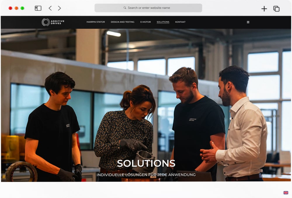 WordPress-Elementor Website für Additive Drives – Unternehmen in der Elektromobilität