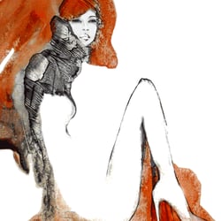 frau in orange