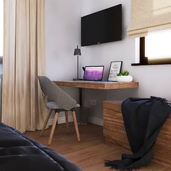 Desk and tv area in bedroom