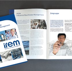 Logo und Broschüre „IREM“ für die Universität Stuttgart, Bauökonomie