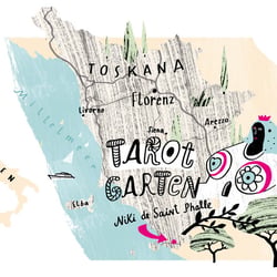 Grafische Landkarte Toskana / Tarot Garten