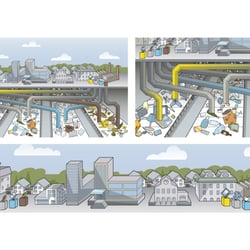 Illustration Recycling in Städten / Kunde: Deutsche Bank