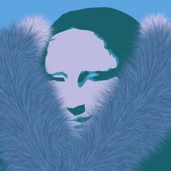 Mona Lisa blauer Pelz