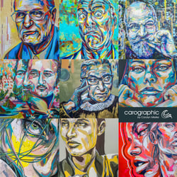 Ausstellung Carolyn Mielke, Malerei, Kunst Cottbus, Bunte Gesichter, Popart