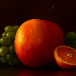 Apfel, Mandarine, Weintrauben