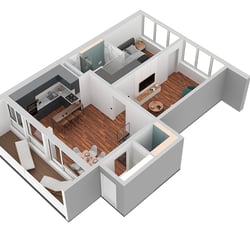 3D-Grundriss des Obergeschosses.