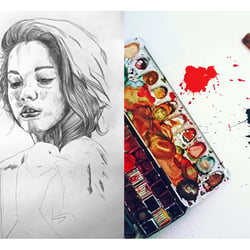 Just sleeping, Bleistiftillustration mit Aquarellelementen