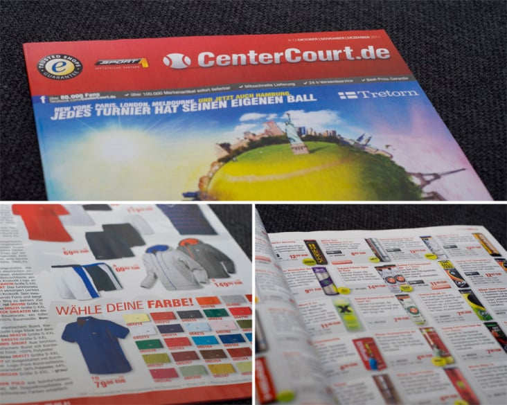 Kataloggestaltung für den Tennis-Onlineversand CenterCourt.de aus Rostock