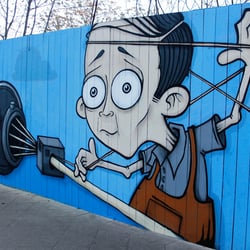 Auftragsgraffiti | 100 m Bauzaun | BUWOG