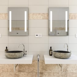 Badezimmer – Detail Flusssteinwaschbecken