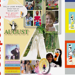 Titel- u. Rückseite, (Juli., Aug., Sept.) Themenüberschriften: Kino, Treff, Radio (Plakatkästen: Farbe, im Heft: Header SW)