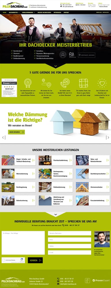 Erstellen einer Internetseite für die Berliner Dachdeckerei. Für Awwwards nominiert.
