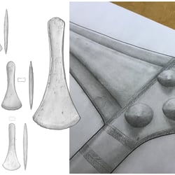 Graphitzeichnungen von bronzezeitlichen Hortfunden aus Sachsen-Anhalt, für Landesmuseum für Vorgeschichte Halle (Saale)