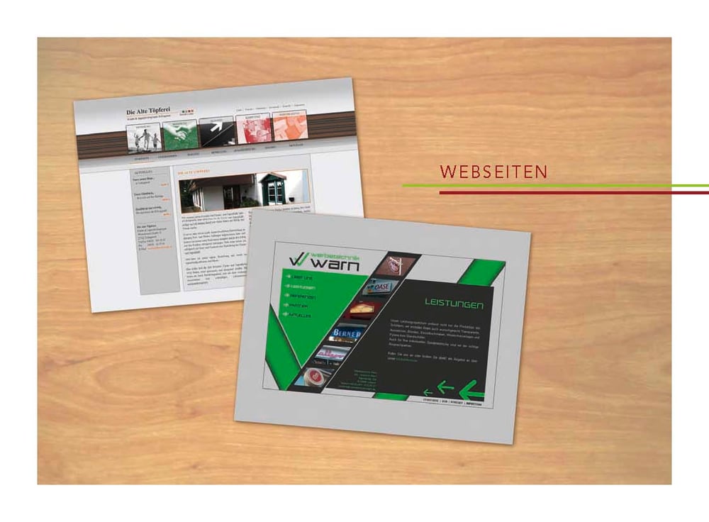 Die Alte Töpferei & Werbetechnik Warn | Design und Umsetzung (XHTML, PHP) und Erstellung der Flash-Animation
