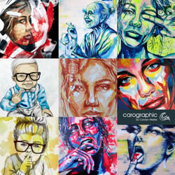 Ausstellung Carolyn Mielke, Malerei, Kunst Cottbus, Bunte Gesichter, Popart