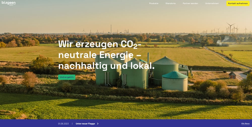 Screenshot Startseite biogeen.de