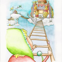 „Wolkenreichexpedition“ Hexe Bommel /Kinderbuchillustrion/ Aquarell u Tusche