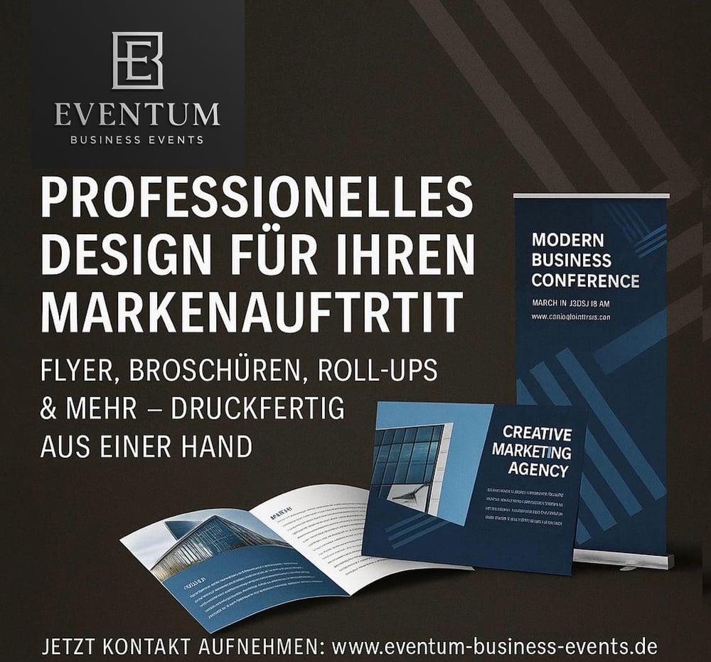 Printmedien, Flyer, Broschüre, rollup, Messe Grafiken