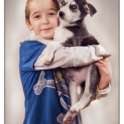 the young man and his dog.