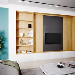 Interior design – a house with blue-green walls