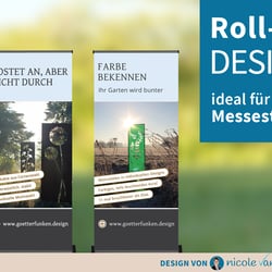 Roll-Up Design für kleine Messestände für die Götterfunken GmbH