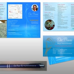 Die Praxis Maya Heinrichmeier – Flyer, Kugelschreiber, Visitenkarte