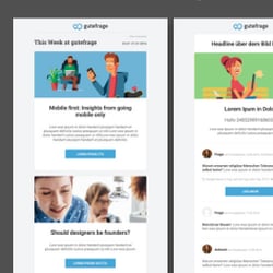 Wireframes Newsletter & Systemmails gutefrage (2017)