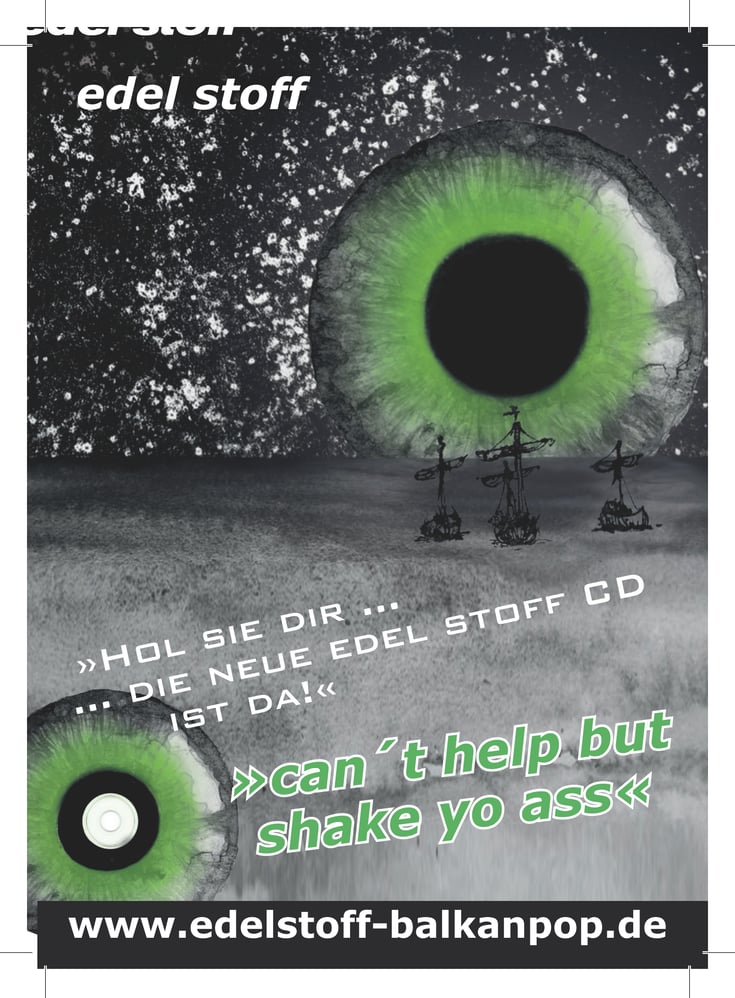 Flyer für die Balkan-Pop-Band „edelstoff“ Seite 2/2