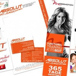 Absolut Fit & Dance – Geschäftspapier, Anzeigen, Zeitungsartikel, Plakate, Schilder, Fahnen, Kundenanschreiben, Weihnachtsk