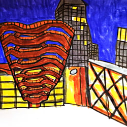 Inktober-21 Tag 3 – Thema: Vessel. Kleine Stadtführung durch New York! Hier ist The Vessel in New York / Hudson Yards.