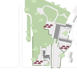 Lageplan, Illustration für die Kundenbroschüre eines Hotelbetreibers