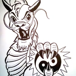 Drache mit Ying und Yang Zeichen