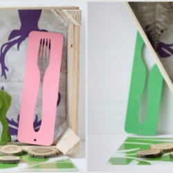 animals with leaves and cutlery