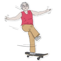 Skateboard-Oma