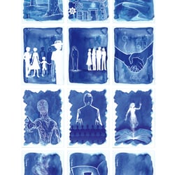 Illustrierte Karten zu Romanpuzzle aus meiner Masterarbeit