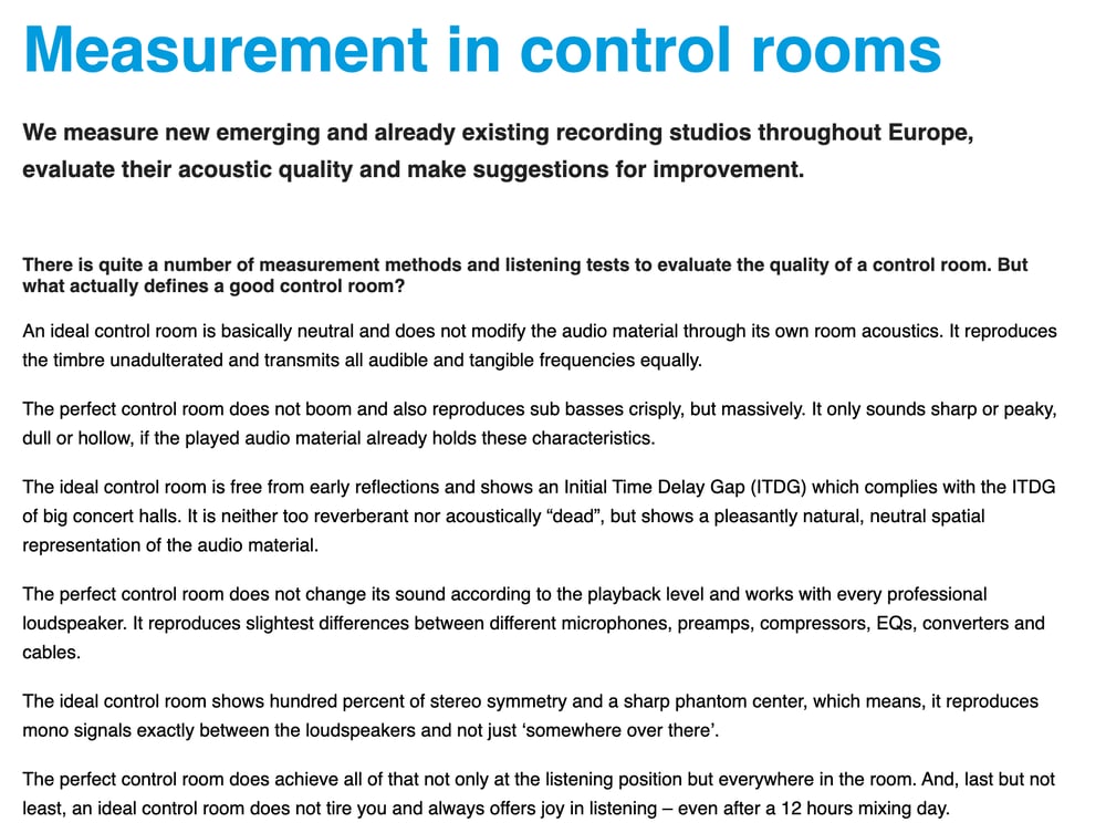Measurements in control rooms