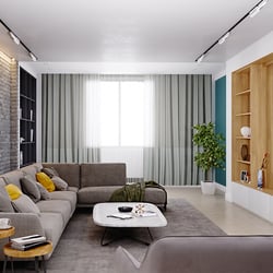 Interior design – a house with blue-green walls