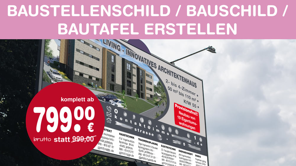 Baustellenschild, Bauschild, Bautafel erstellen | Layout gestalten