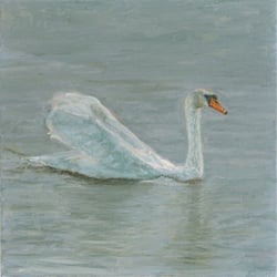 Schwan, Öl auf Leinwand