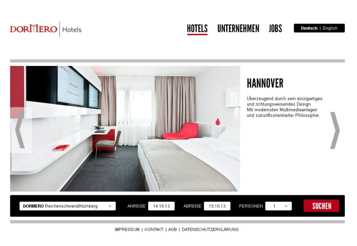 Startseite Dormero  (Layout und umsetzung des Templates / Responsive Webdesgin)