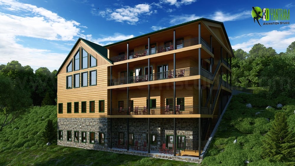 3D-Rendering Exterior Design Zurück Ausblick
