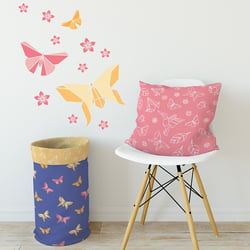 Origami Collection Anwendungsbeispiel Stoffmuster und Wandtattoo