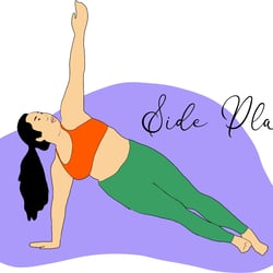 yoga illustration side plank woman