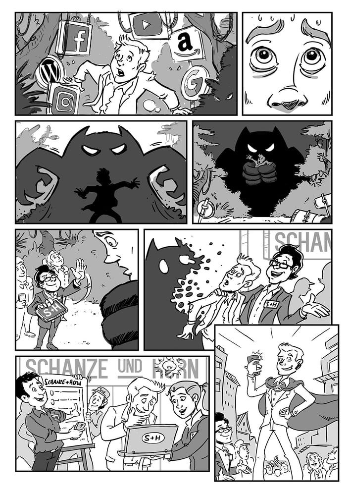 Konzept und Layout für ein Marketing-Comic