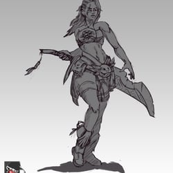 Female Warrior Lineart