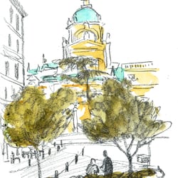 Madrid, Catedral de la Almudena (Bleistift, Aquarellfarbe)