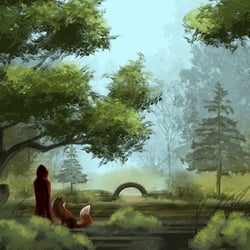 Fox & Girl looking